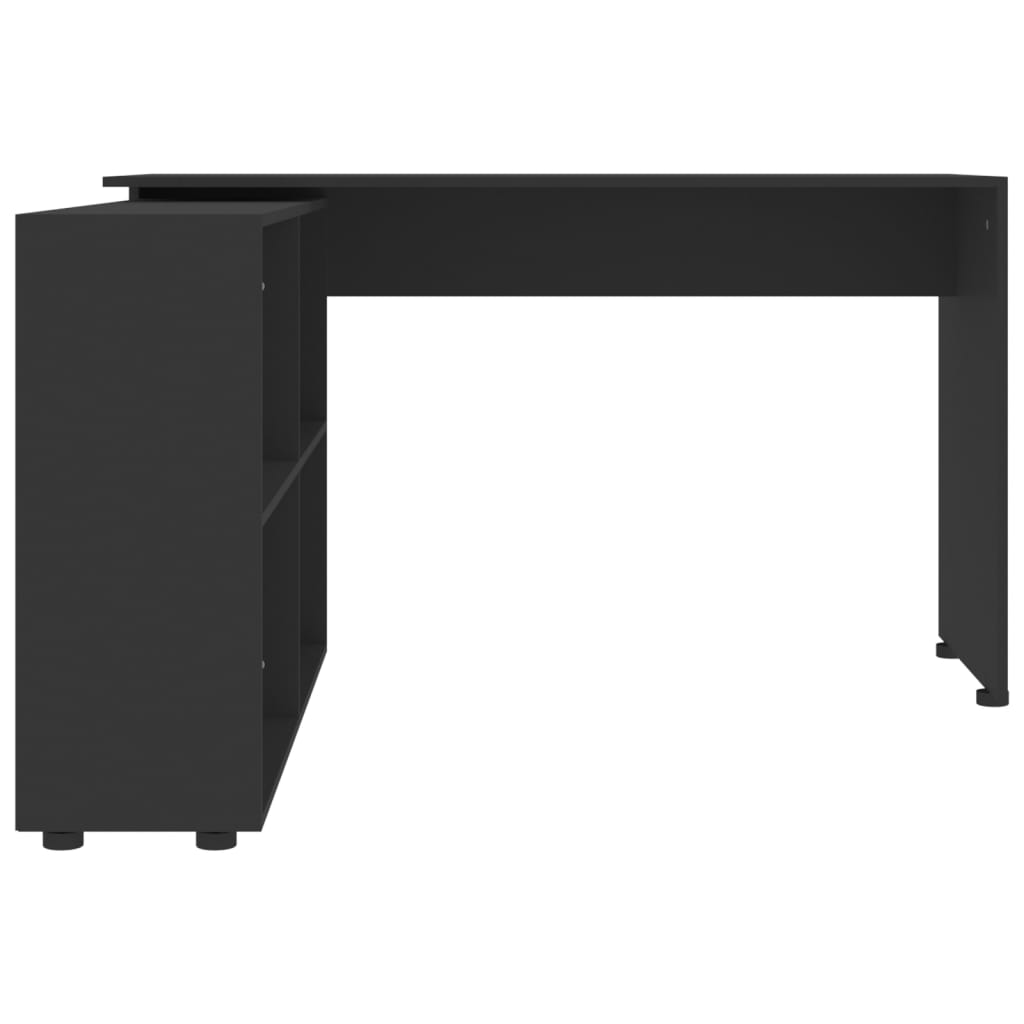 Bureau d'angle en bois composite noir