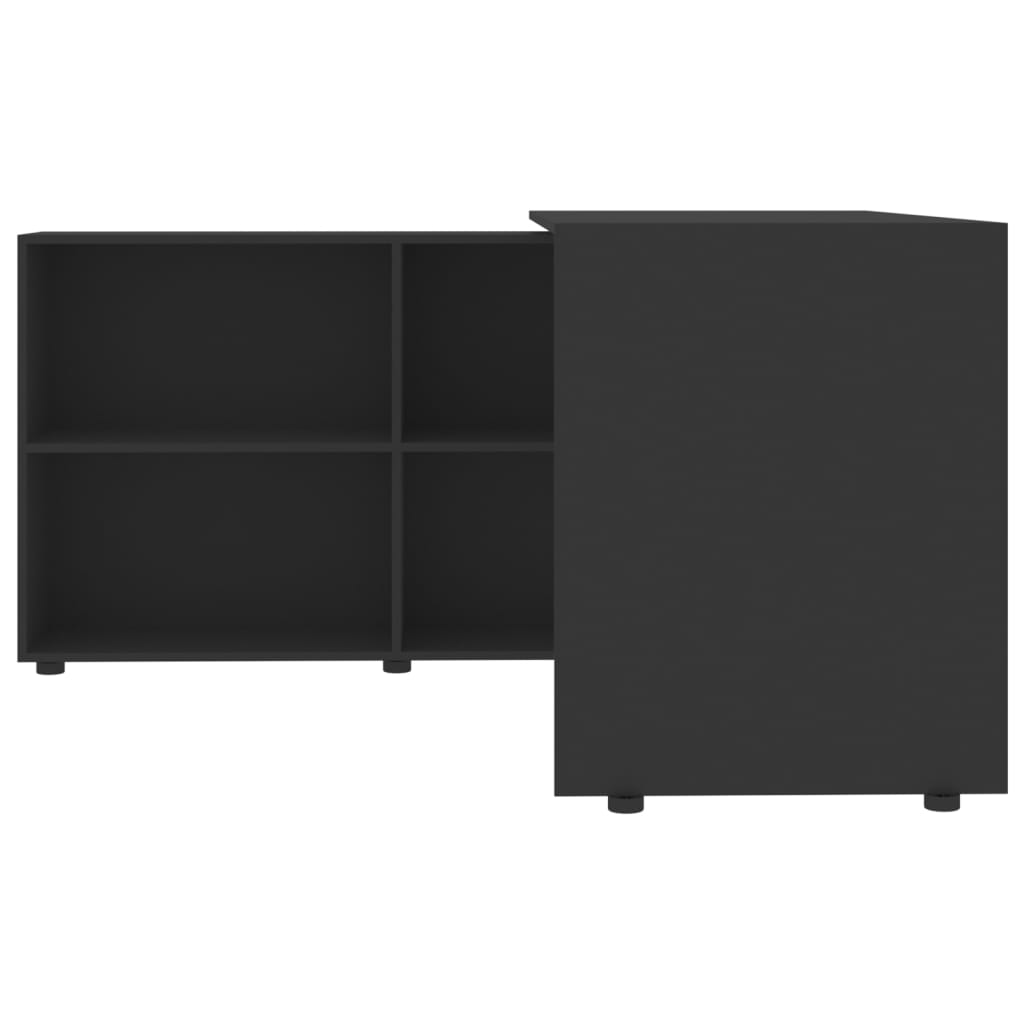 Bureau d'angle en bois composite noir