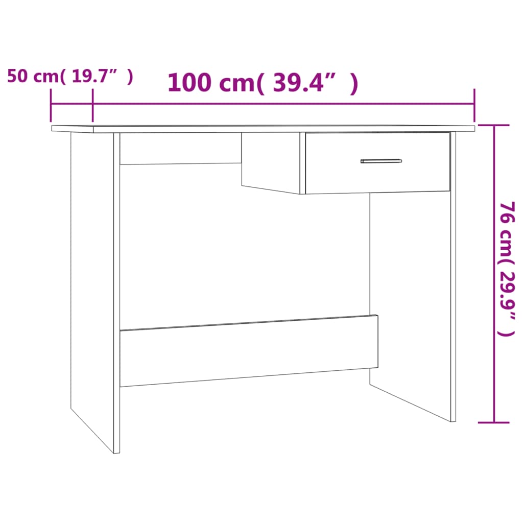 Bureau Chêne Brun 100x50x76 cm Bois Contrecollé
