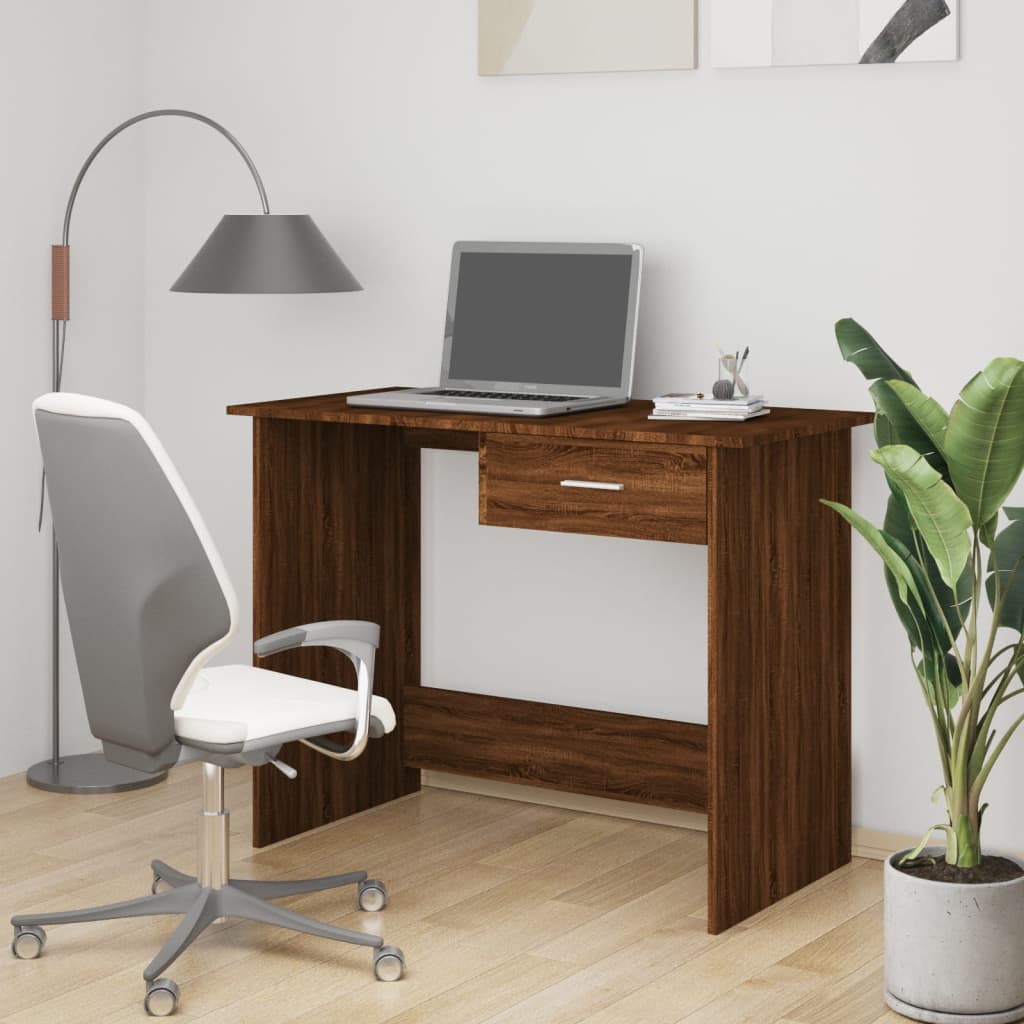Bureau Chêne Brun 100x50x76 cm Bois Contrecollé