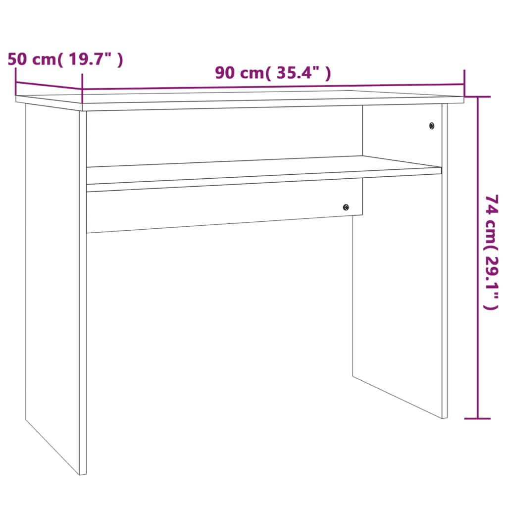 Bureau Gris Sonoma 90x50x74 cm Bois d'ingénierie