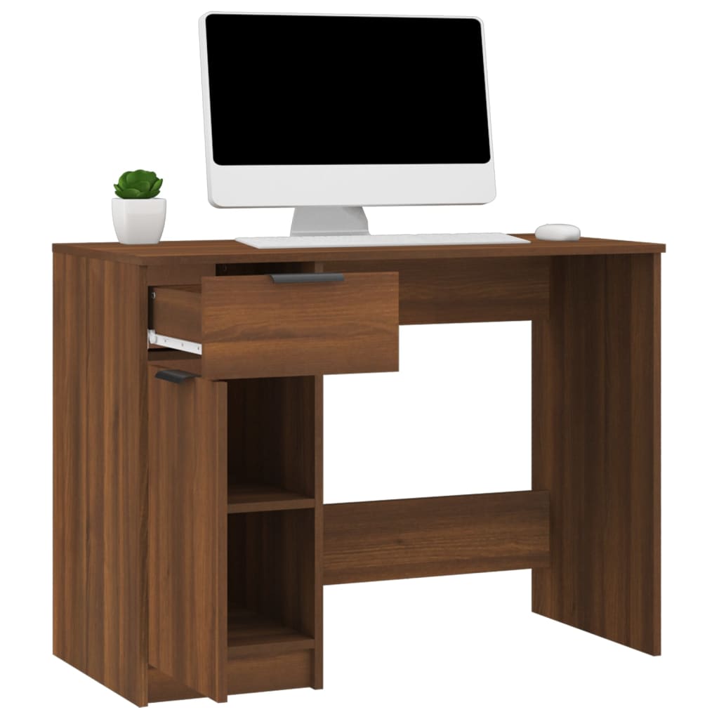 Desk Brown Oak 100x50x75 cm Engineered Wood