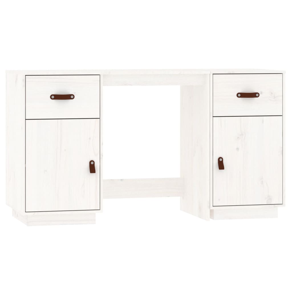 Escritorio con Armarios Blanco 135x50x75 cm Madera Maciza Pino