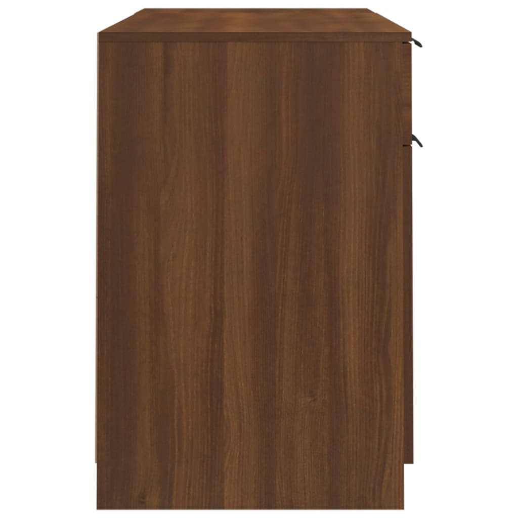 Desk with Side Cabinet Brown Oak Engineered Wood