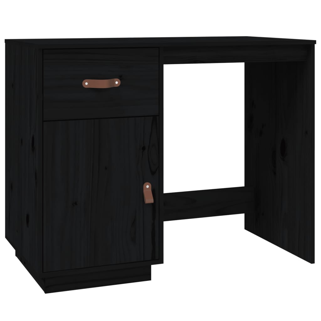 Desk Black 95x50x75 cm Solid Wood Pine