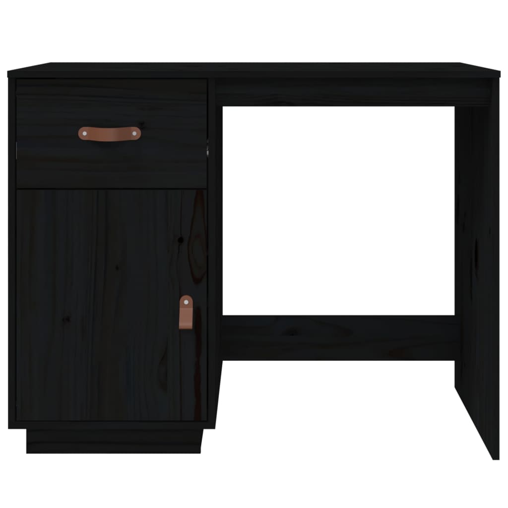 Desk Black 95x50x75 cm Solid Wood Pine