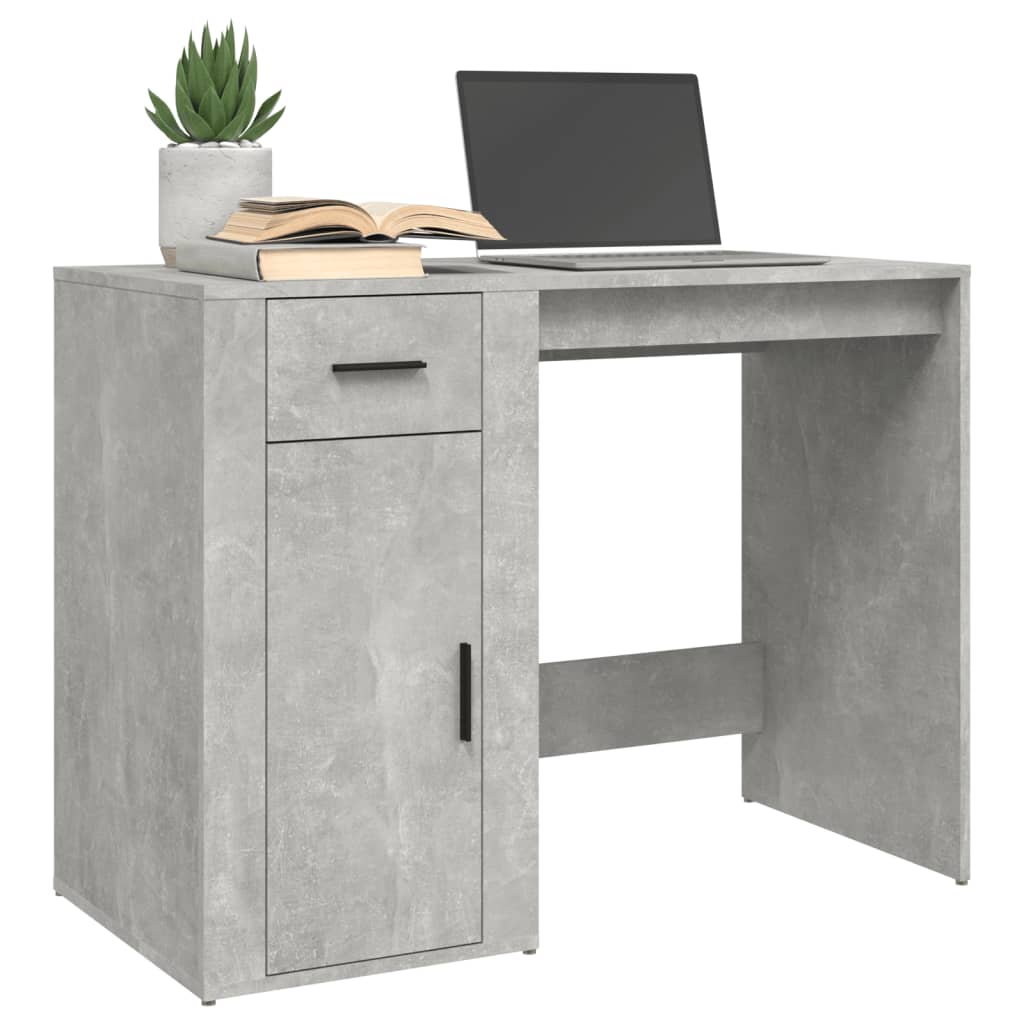 Bureau Béton Gris 100x49x75 cm Bois Contrecollé