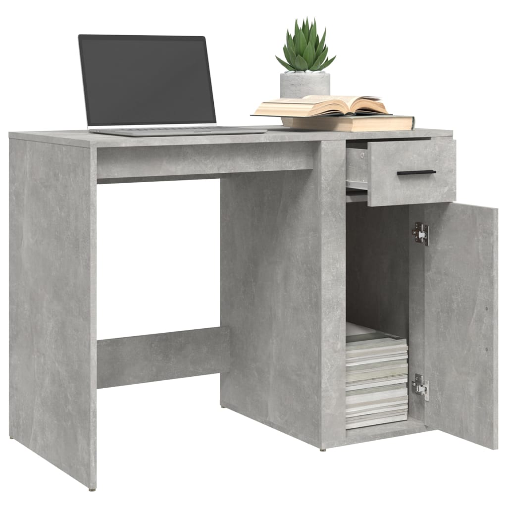 Bureau Béton Gris 100x49x75 cm Bois Contrecollé