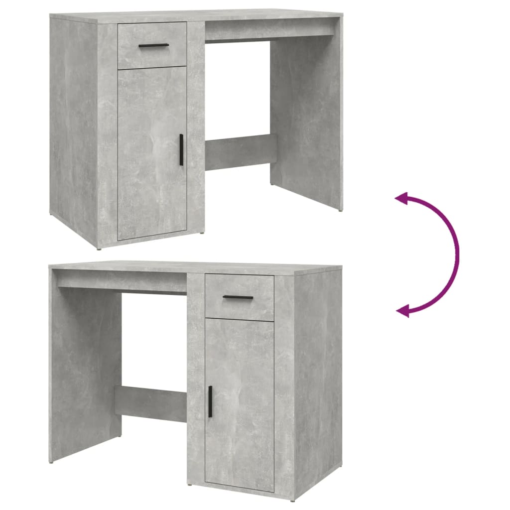 Bureau Béton Gris 100x49x75 cm Bois Contrecollé