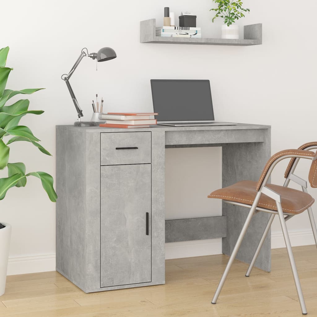 Bureau Béton Gris 100x49x75 cm Bois Contrecollé