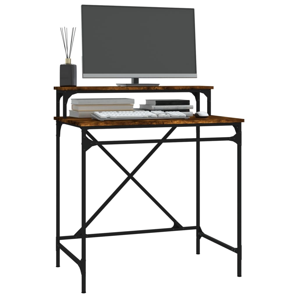 Desk Smoked Oak 80x50x90 cm Engineered Wood and Iron
