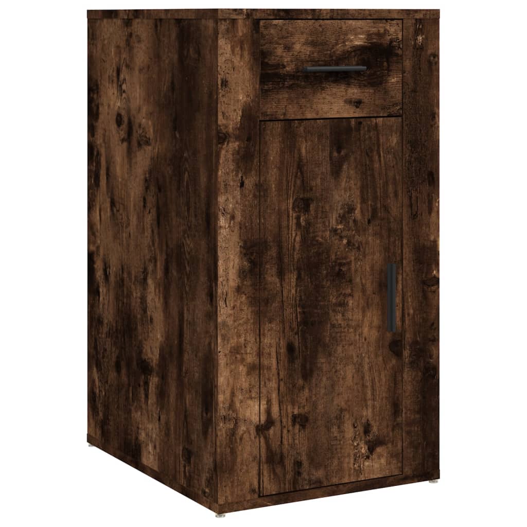 Bureau avec armoire en bois d'ingénierie en chêne fumé