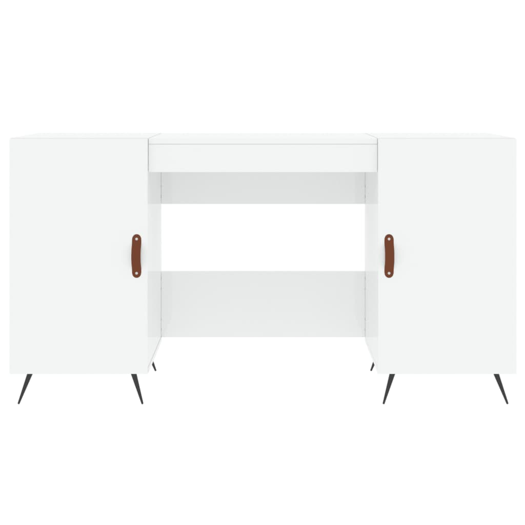 Desk High Gloss White 140x50x75 cm Engineered Wood