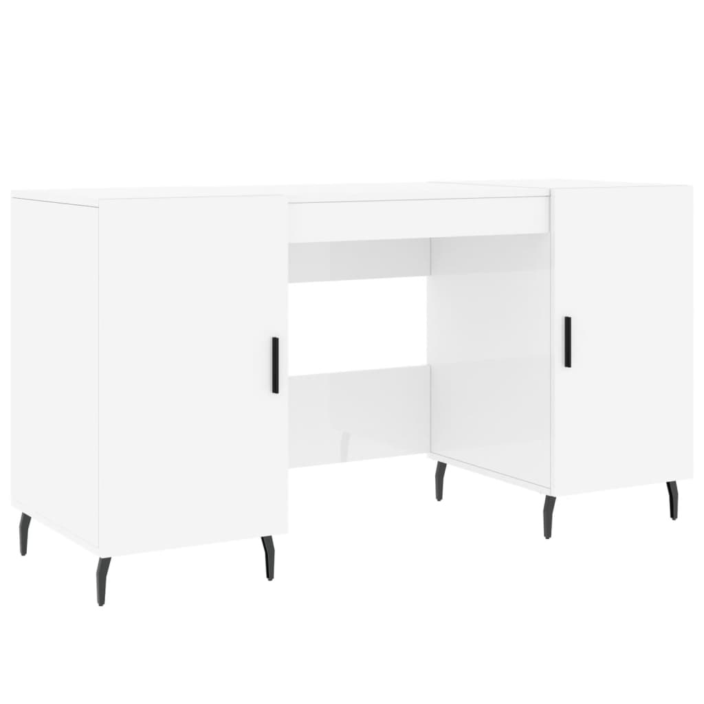Desk High Gloss White 140x50x75 cm Engineered Wood