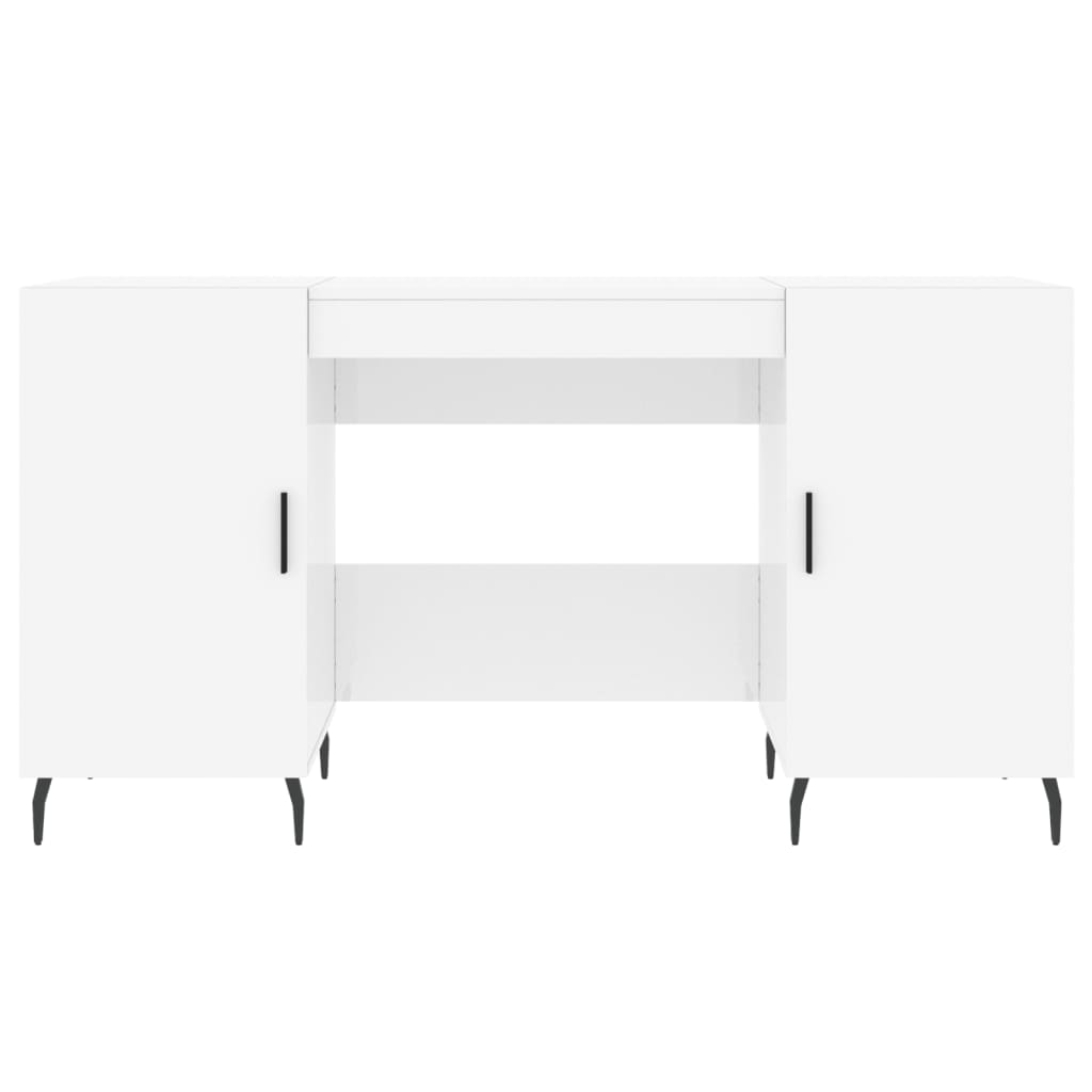Desk High Gloss White 140x50x75 cm Engineered Wood