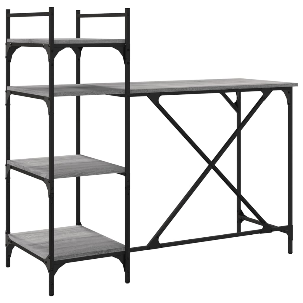 Bureau d'ordinateur avec étagères Gris Sonoma 120x47x109 cm