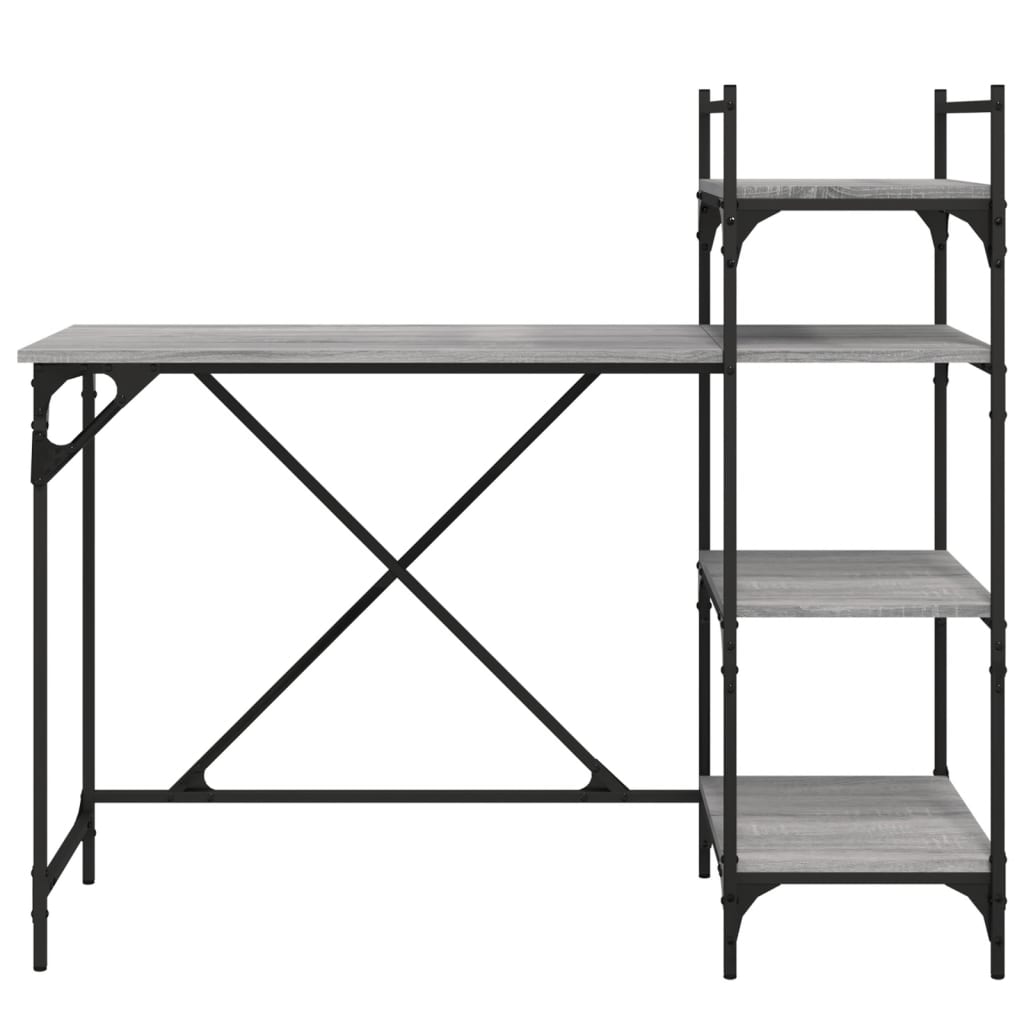 Bureau d'ordinateur avec étagères Gris Sonoma 120x47x109 cm