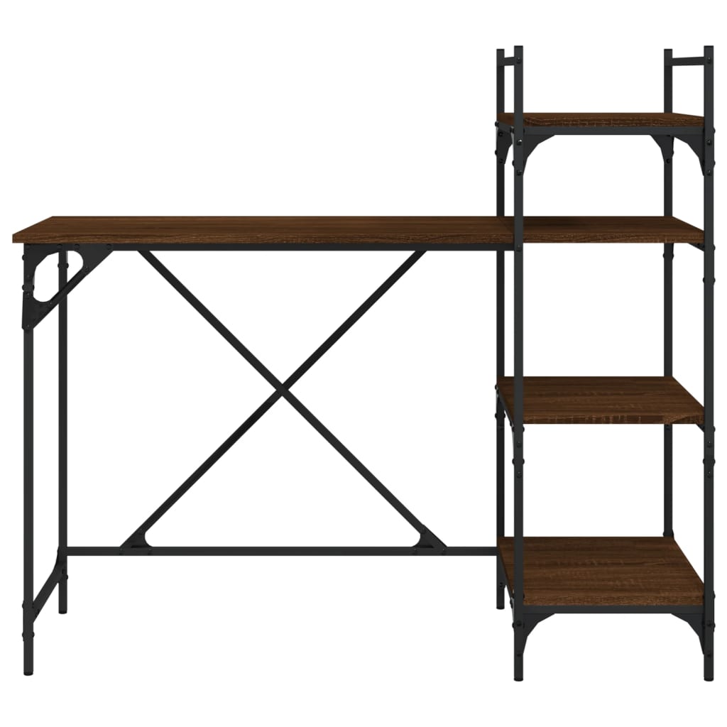 Bureau d'ordinateur avec étagères en chêne marron 120x47x109 cm