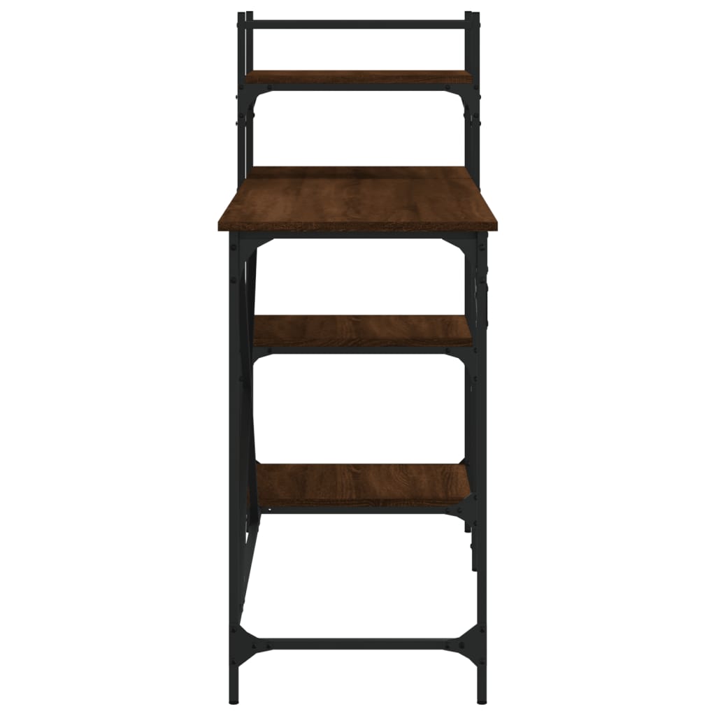 Bureau d'ordinateur avec étagères en chêne marron 120x47x109 cm