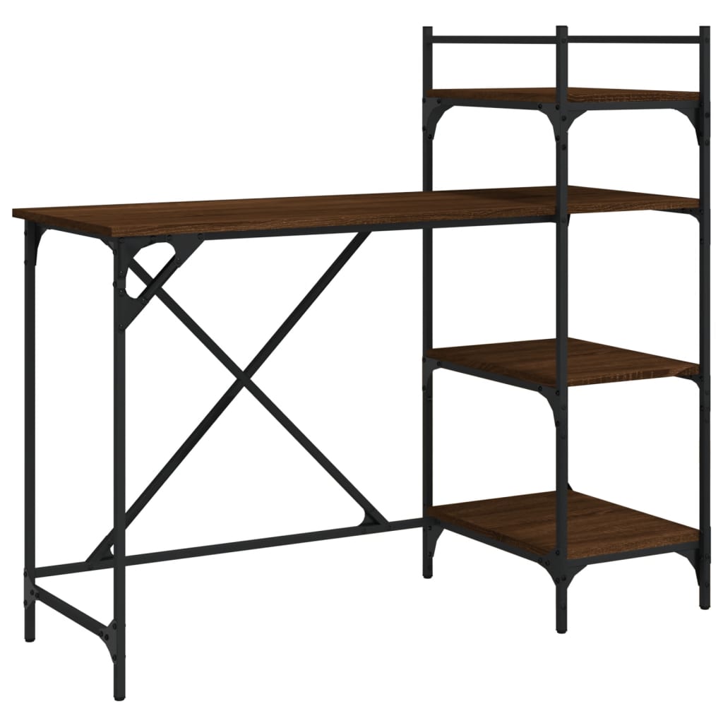 Bureau d'ordinateur avec étagères en chêne marron 120x47x109 cm