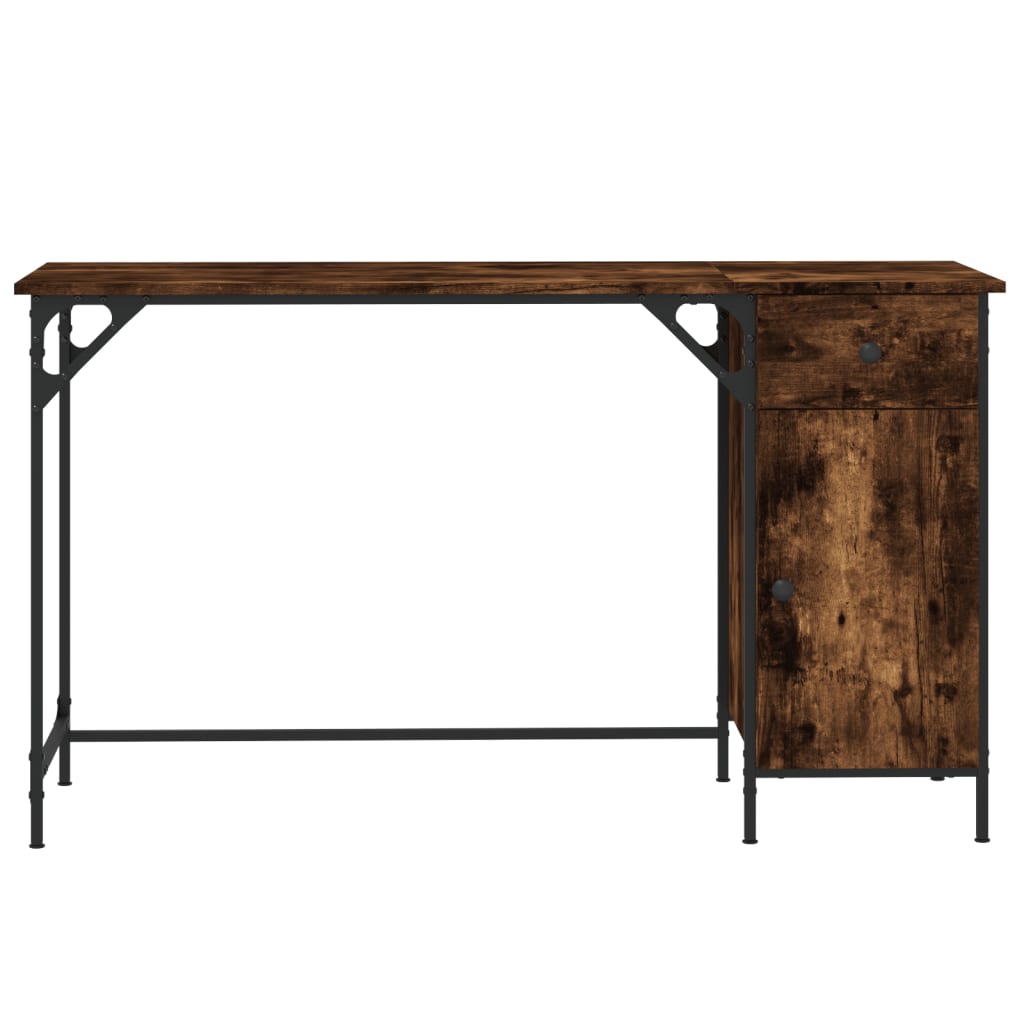 Computer Desk Smoked Oak 131x48x75 cm Engineered Wood