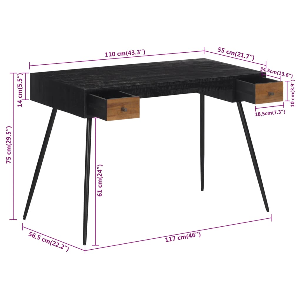 Desk 117x56.5x75 cm Solid Reclaimed Teak