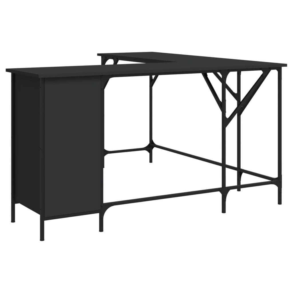 Bureau Noir 141x141x75 cm Bois d'ingénierie