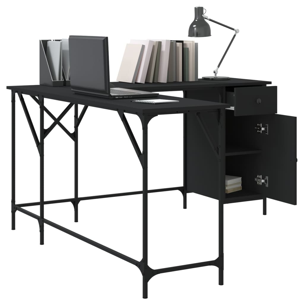 Bureau Noir 141x141x75 cm Bois d'ingénierie