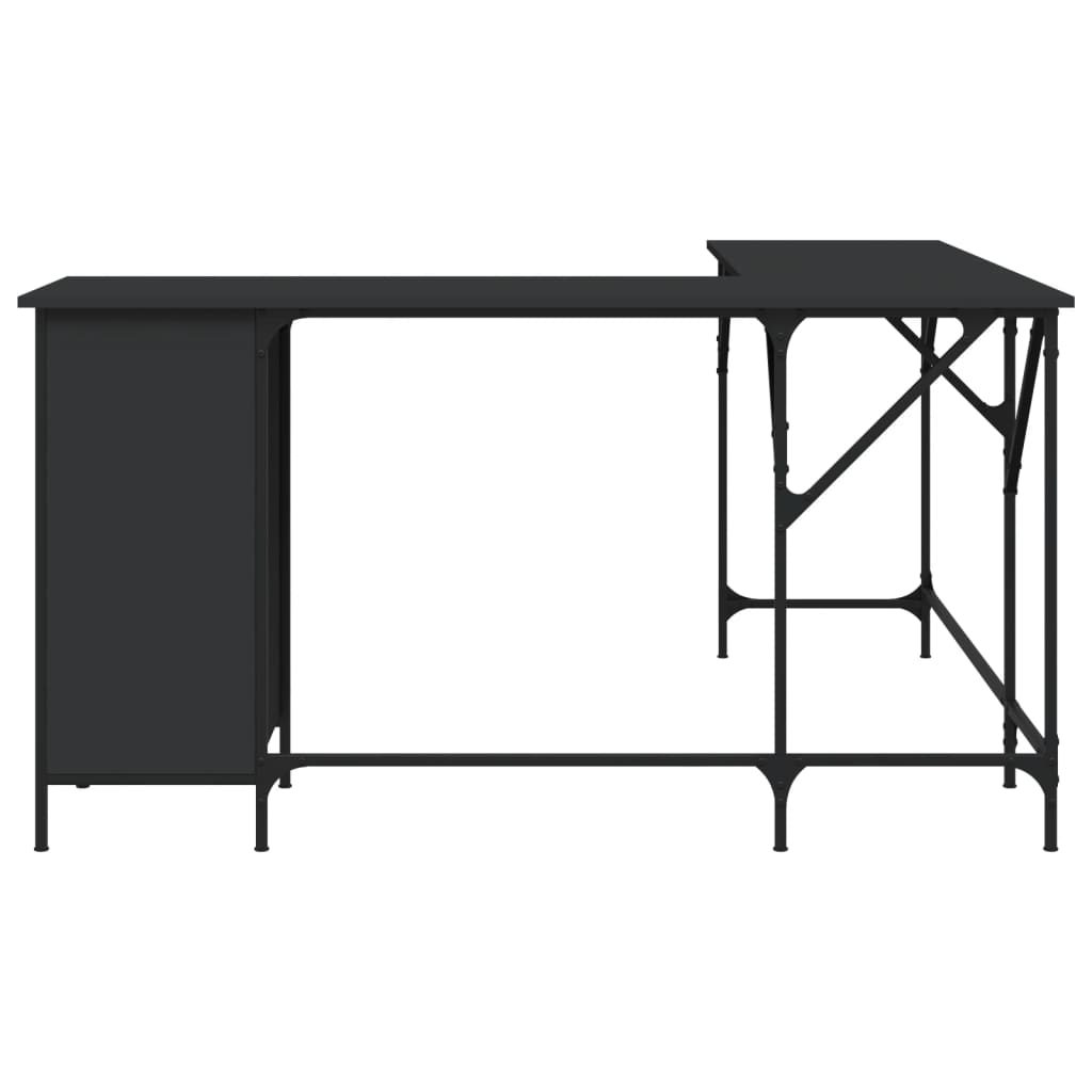Bureau Noir 141x141x75 cm Bois d'ingénierie