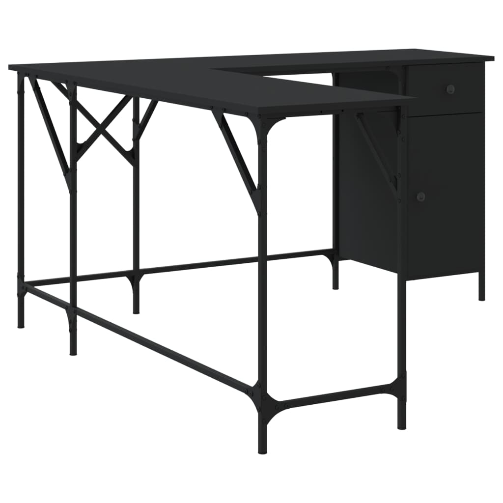 Bureau Noir 141x141x75 cm Bois d'ingénierie