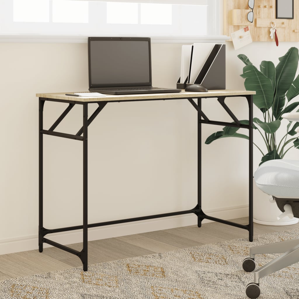 Bureau Chêne Sonoma 100x45x76 cm Bois d'ingénierie et acier thermolaqué