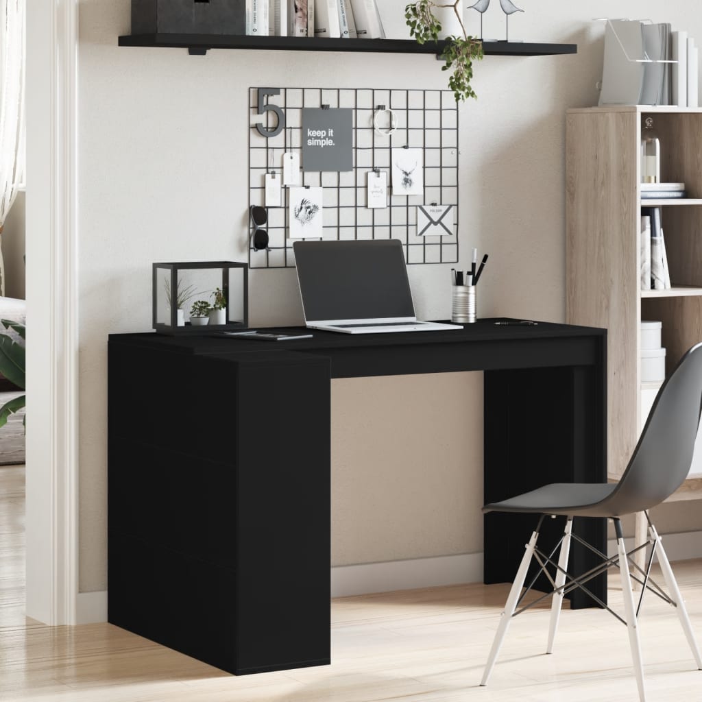Office Desk Black 123.5x73.5x75 cm Engineered Wood