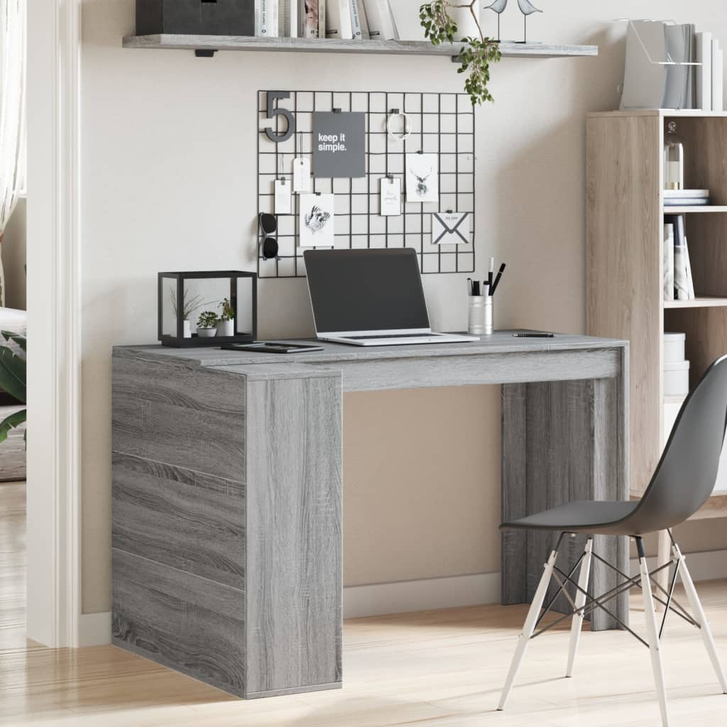Escritorio de oficina gris Sonoma 123,5x73,5x75 cm madera de ingeniería