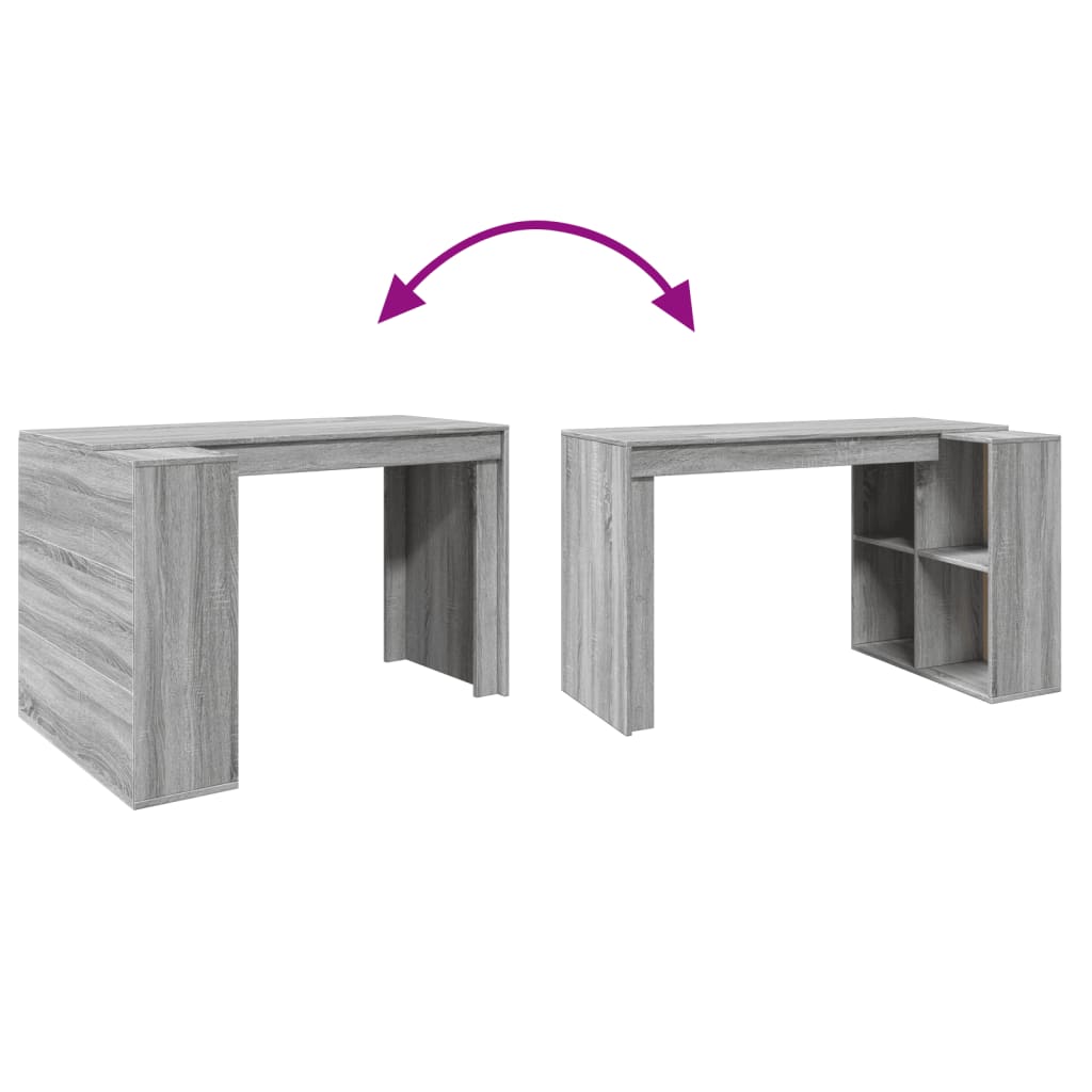 Escritorio de oficina gris Sonoma 123,5x73,5x75 cm madera de ingeniería
