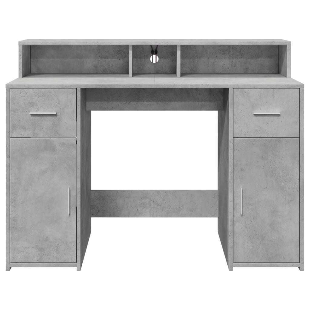Bureau avec lumières LED Gris béton 120x55x91 cm Bois composite