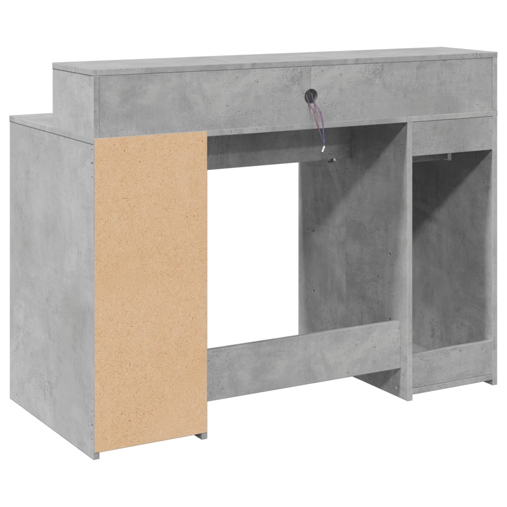 Bureau avec lumières LED Gris béton 120x55x91 cm Bois composite