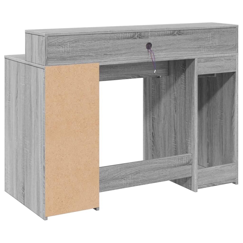 Bureau avec lumières LED Gris Sonoma 120x55x91 cm Bois composite