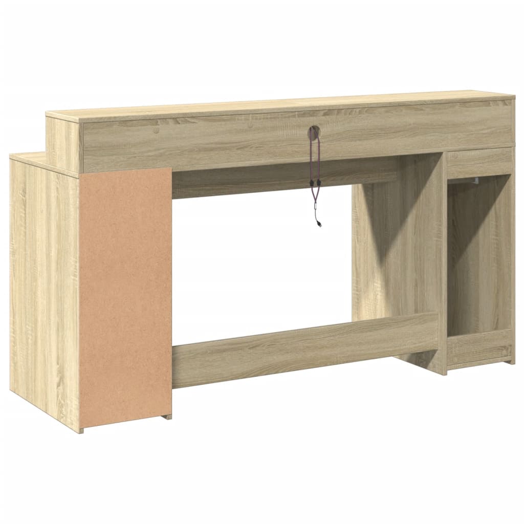 Escritorio con luces LED Roble Sonoma 160x55x91 cm Madera de ingeniería