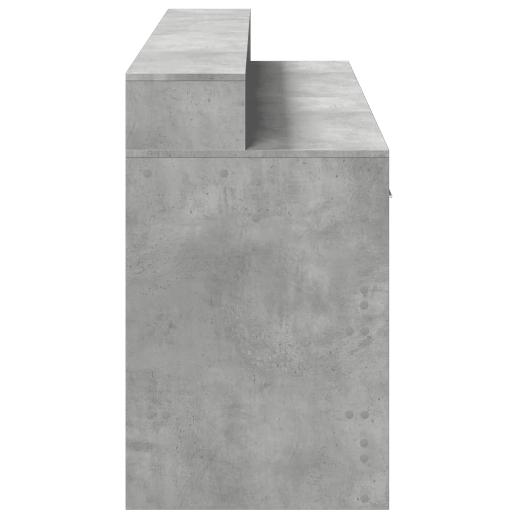 Bureau avec lumières LED Gris béton 160x55x91 cm Bois composite
