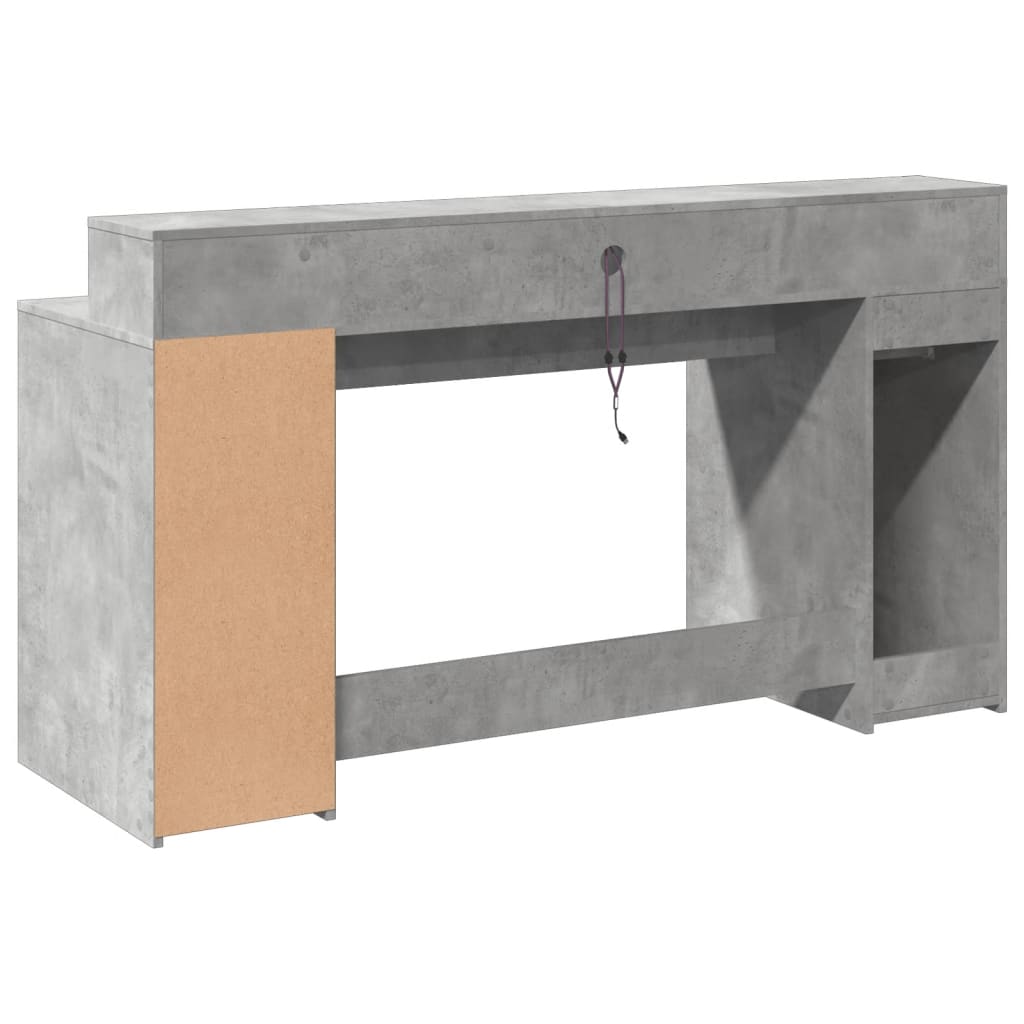 Bureau avec lumières LED Gris béton 160x55x91 cm Bois composite