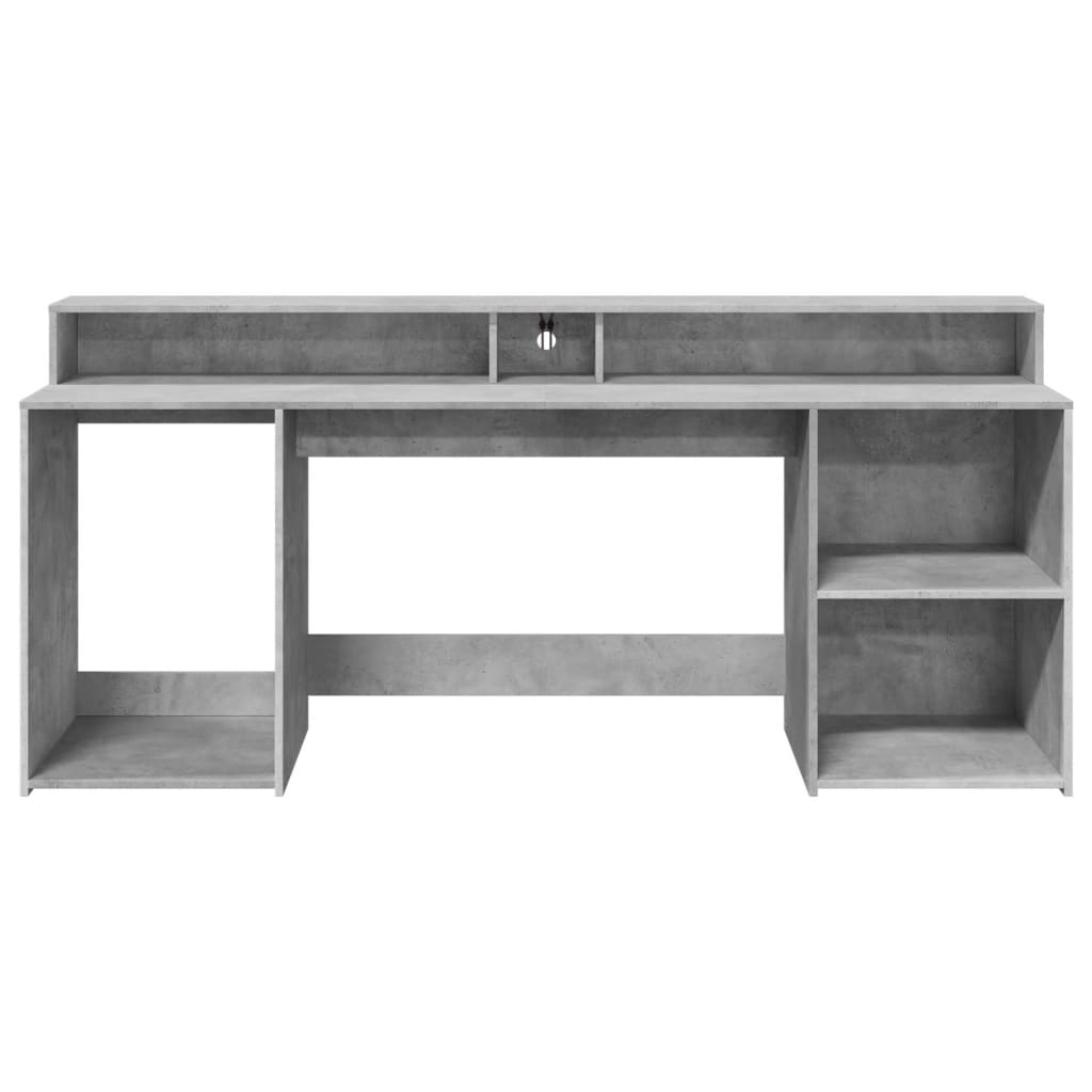 Bureau avec lumières LED Gris béton 200x55x91 cm Bois composite