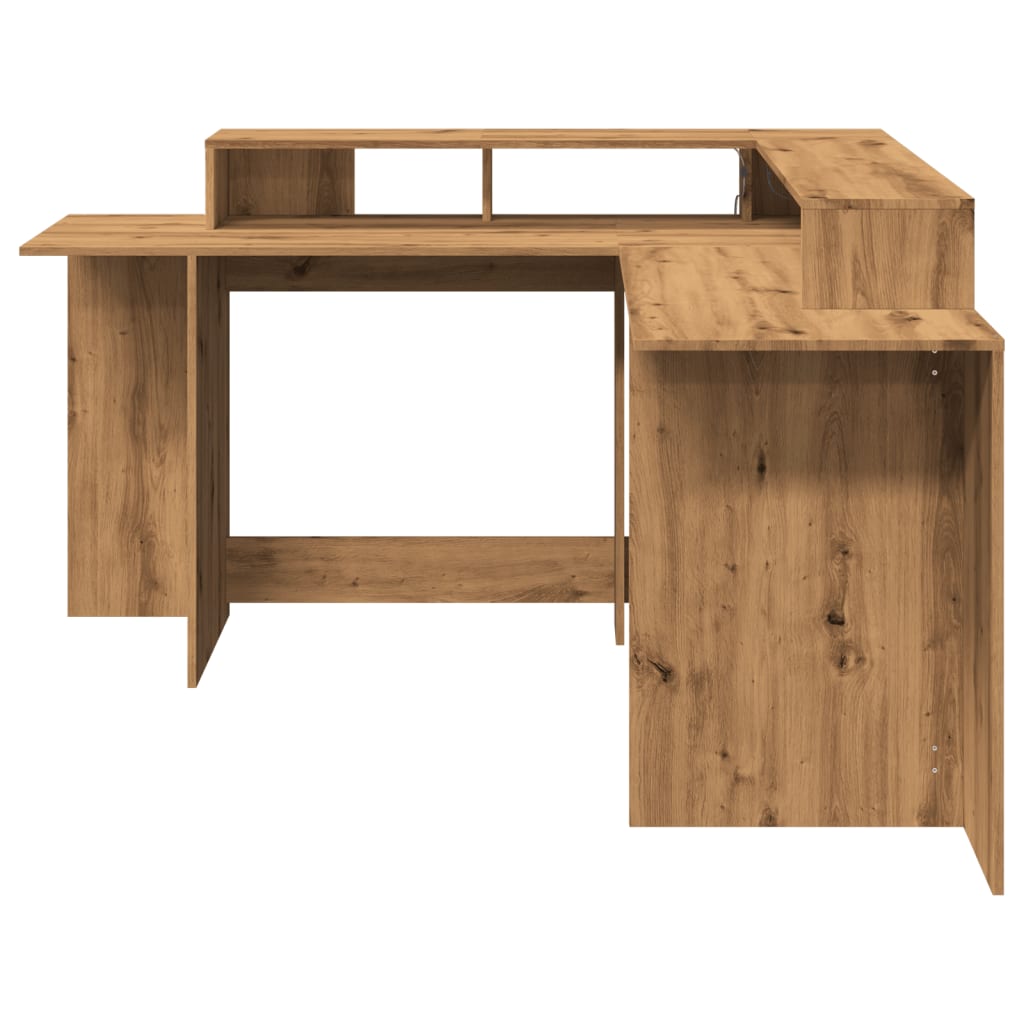 Bureau avec lumières LED Chêne Artisian 152x152x91 cm Bois d'ingénierie