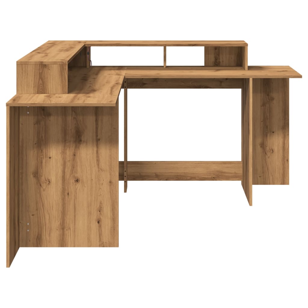 Bureau avec lumières LED Chêne Artisian 152x152x91 cm Bois d'ingénierie