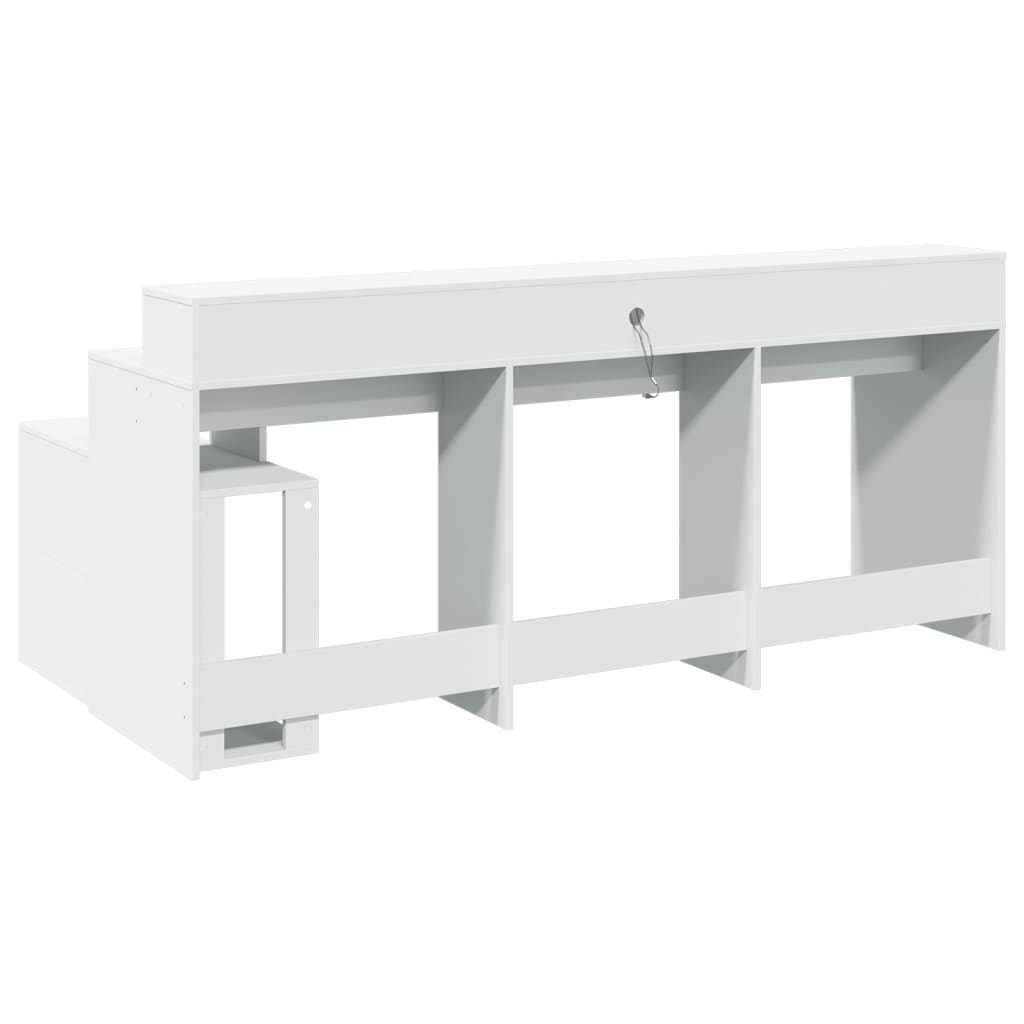 Escritorio con luces LED Blanco 200x104x91 cm Madera Ingeniosa