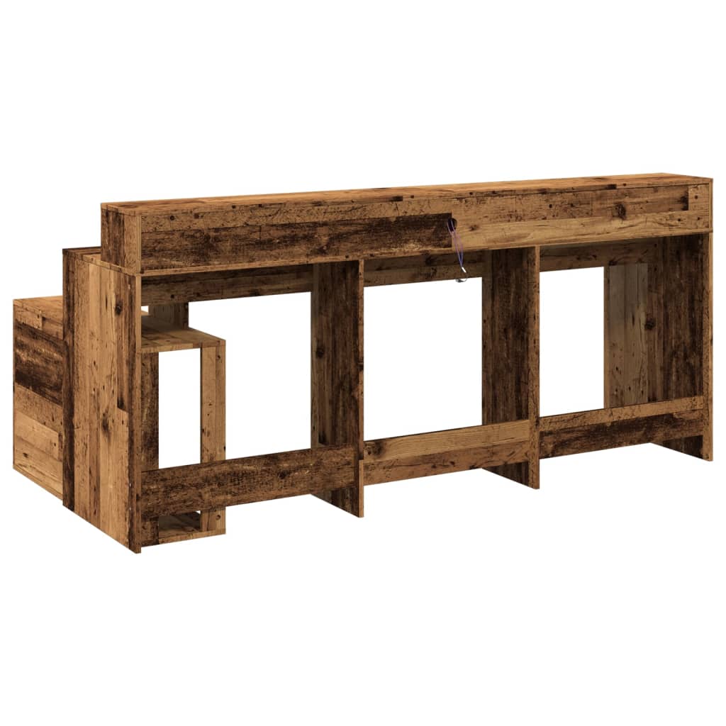 Bureau avec lumières LED Bois ancien 200x104x91 cm Bois d'ingénierie