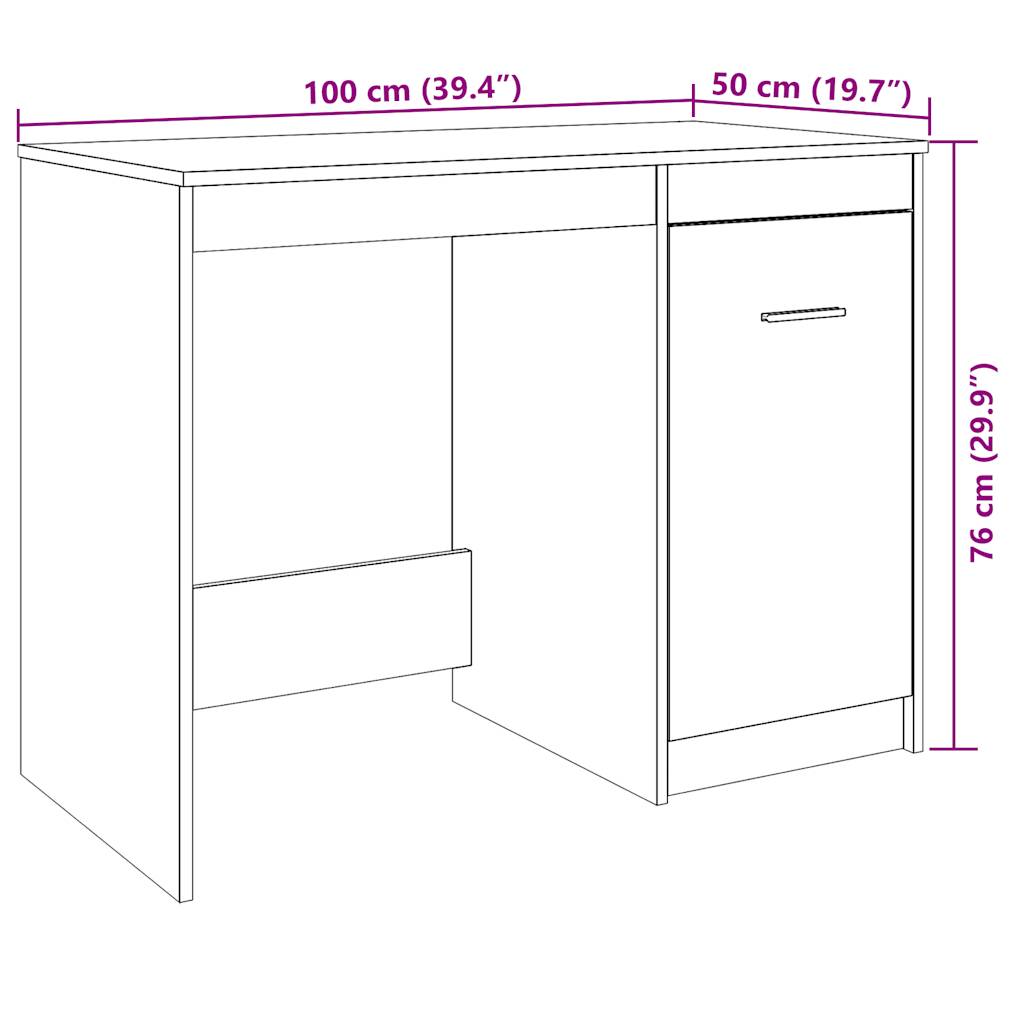 Bureau Artisan Chêne 100x50x76 cm Bois d'ingénierie