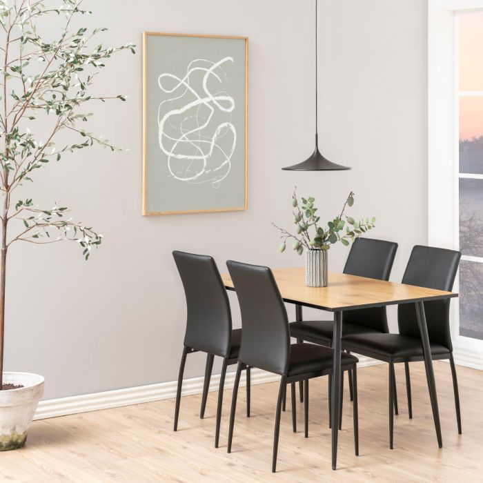 KFP HOME | Everyday Collection - Dining table in Oak Effect and Black 6 seat