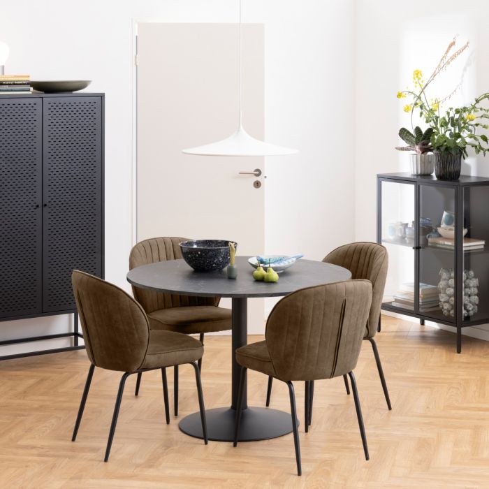 KFP HOME | Everyday Collection - Dining table in Charcoal with black metal base