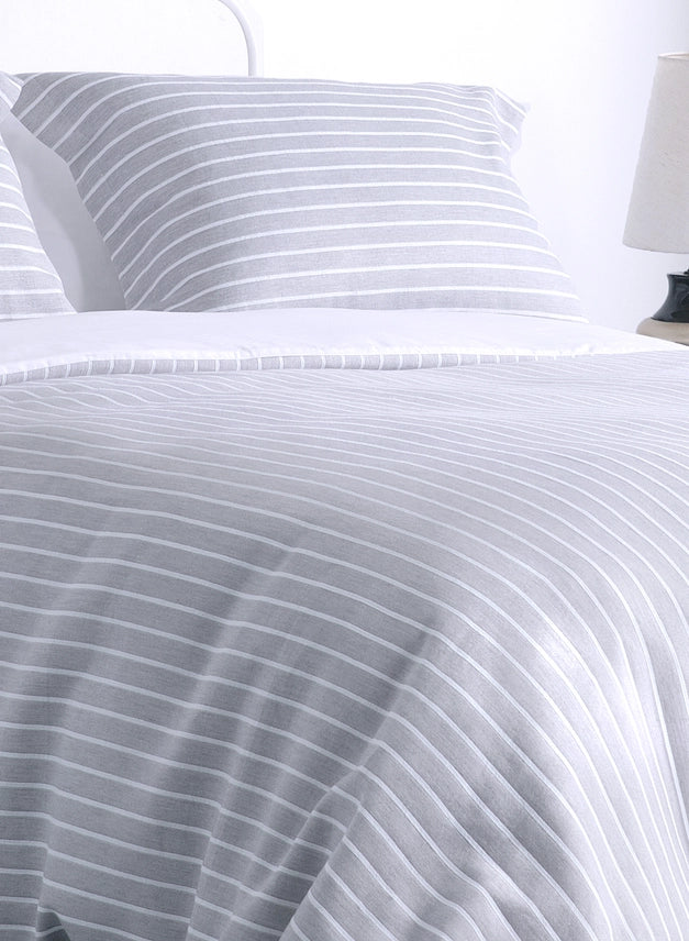 Blue Stripe Cotton Jacquard Duvet Cover Set