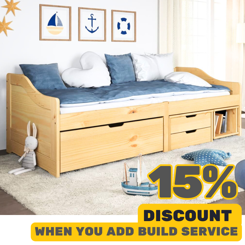 White Day Bed With 3 Drawers Without Mattress Irun 90 x 200cm